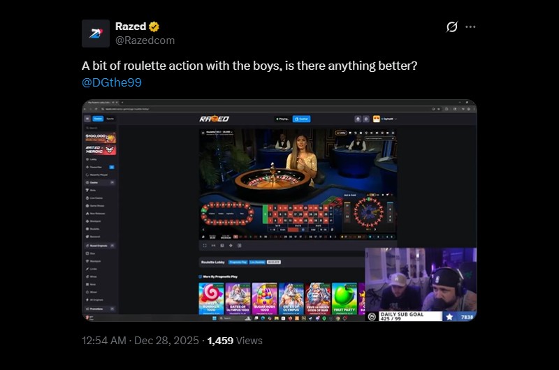 Twitter DGthe99 20K Razed Roulette Win